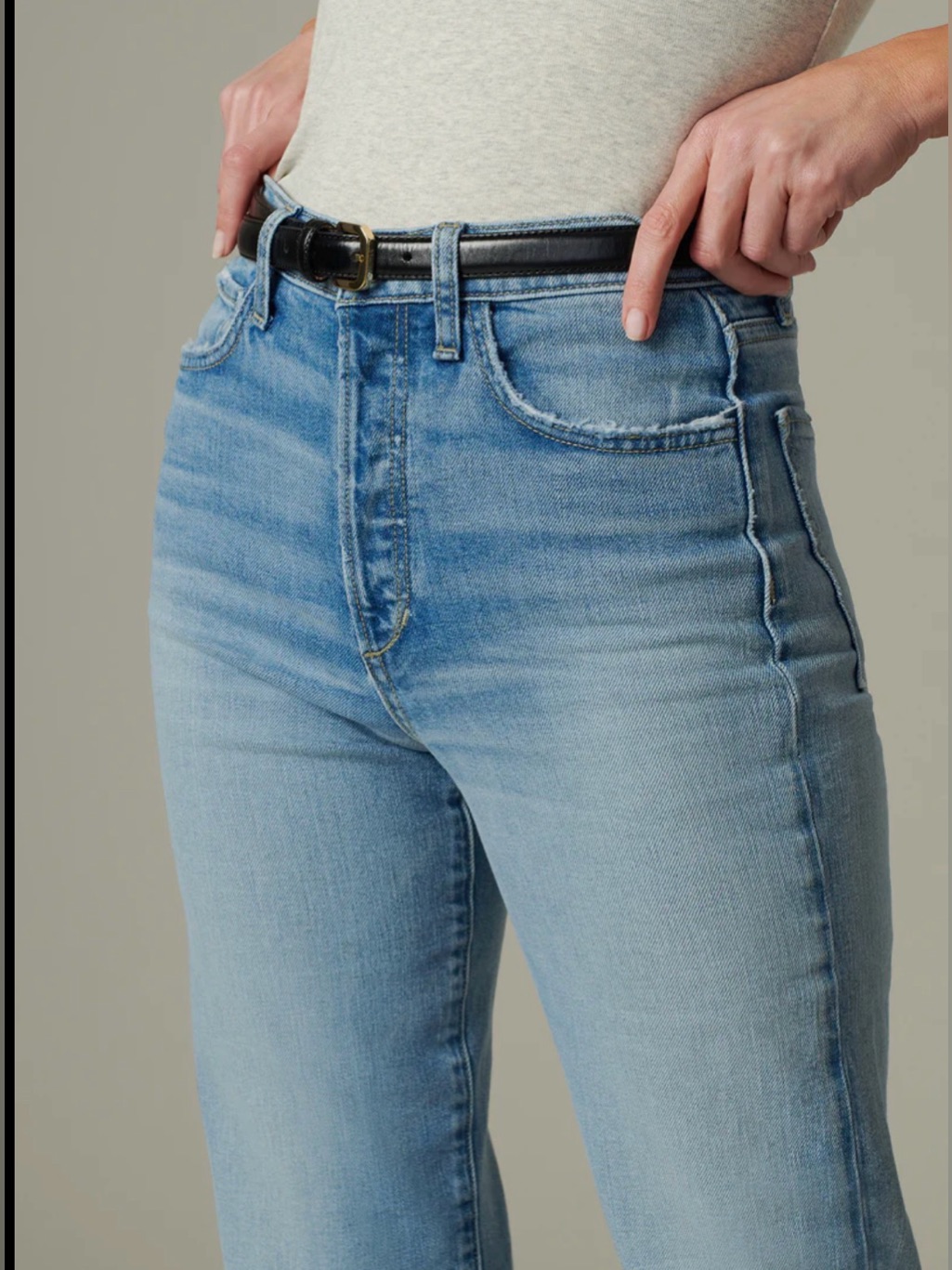 Joe's Jeans High-Rise Straight-Leg Light Blue Denim Wash Raw Hem Jeans